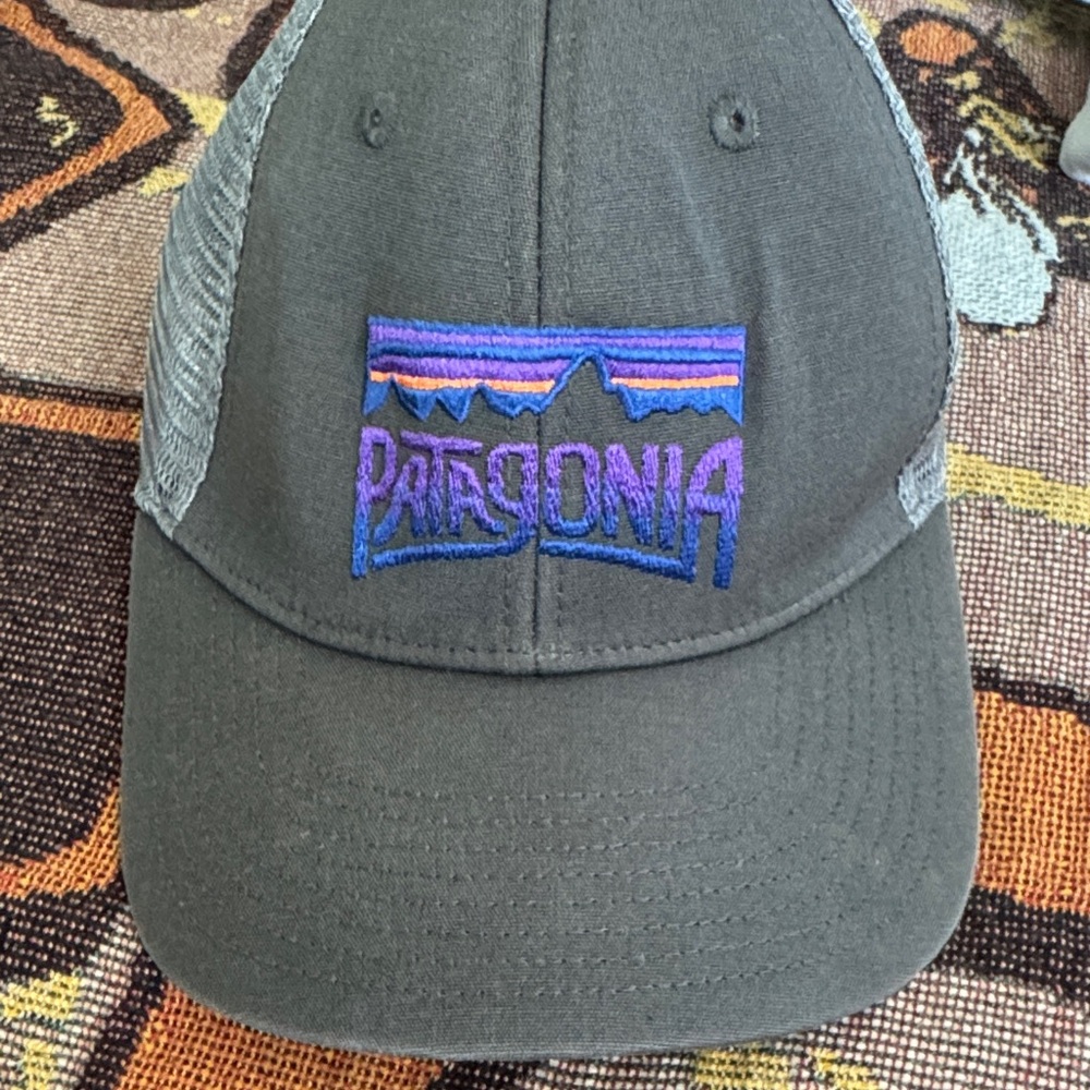 Patagonia Black Cap with Purple & Blue Embroidered Logo